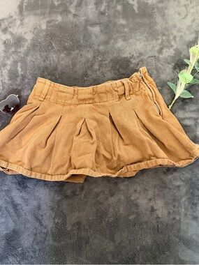 Zara Camel Corduroy Mini Skort Sz S
